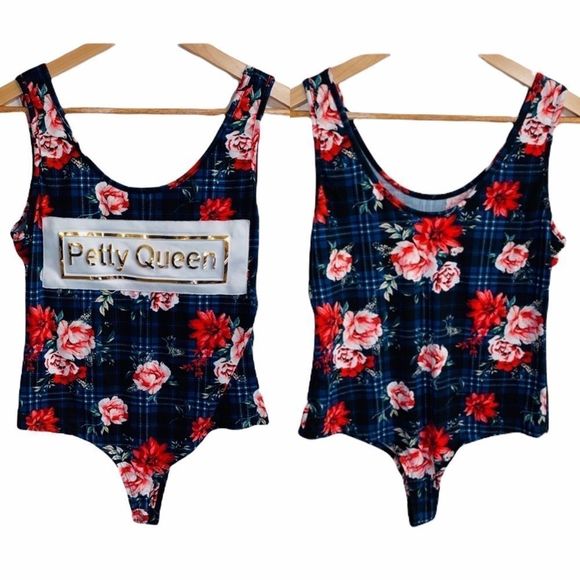 EUC Meli + Eve Petty Queen Bodysuit Blue Plaid - Picture 3 of 12